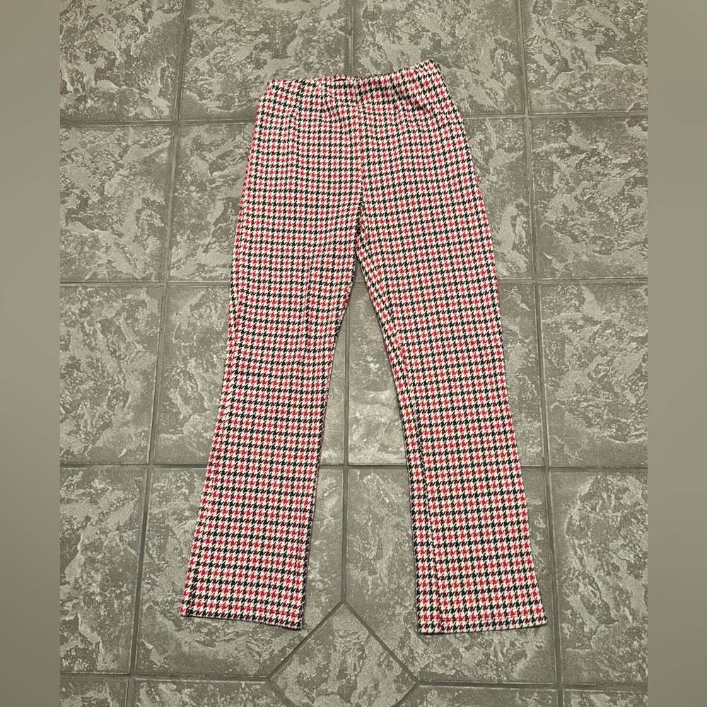 Free People Women's Check Stretchy Pants Red Black 24x27 Soft MINT Condition 2